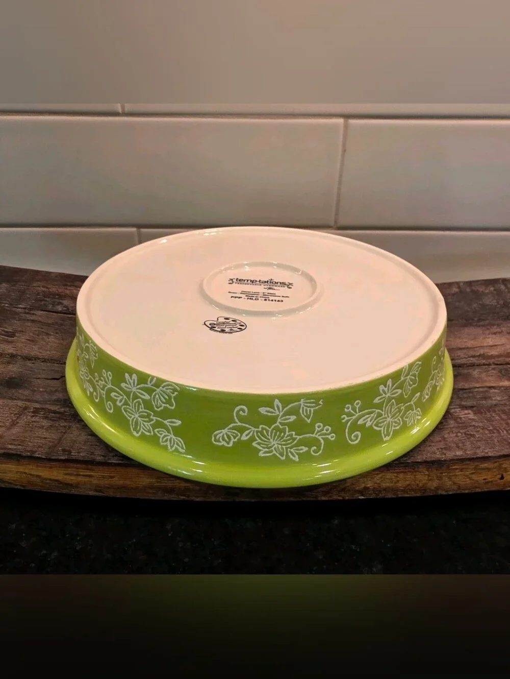 Temp-tations 9 Inch Floral Lace Green Baker By Tara Collections